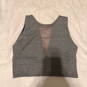 Gray Sleeveless sports bra  Top with Mesh Detail
